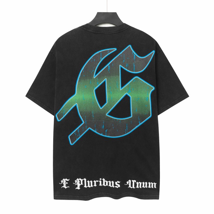 Gothic Script Top Hat Skeleton Sitting At Poker Table Neon Bar Background Distressed Graphic T-Shirt 2 colors 29353539