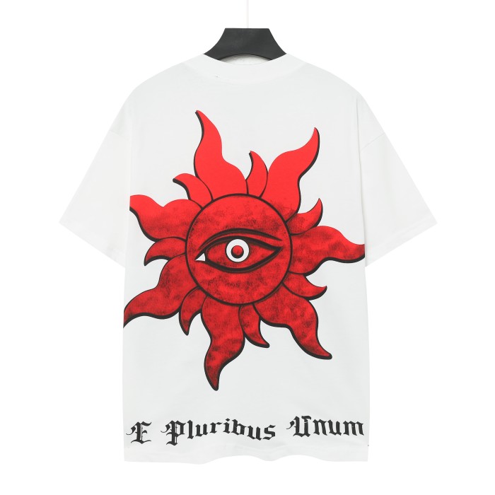 Red Outline Gothic Script Single Red Rose Growing On City Street Skyscraper Building Graphic T-Shirt 2 colors 29353544