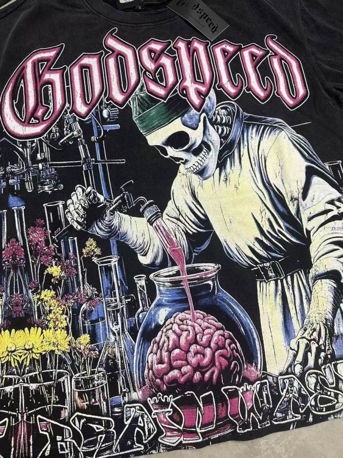 Mad Scientist Graphic Streetwear Front Lab Coat Skeleton Surgeon Human Brain Glass Beaker Floral Lab Gear Pink Outline Gothic Letter T-Shirt 2 colors 29354869