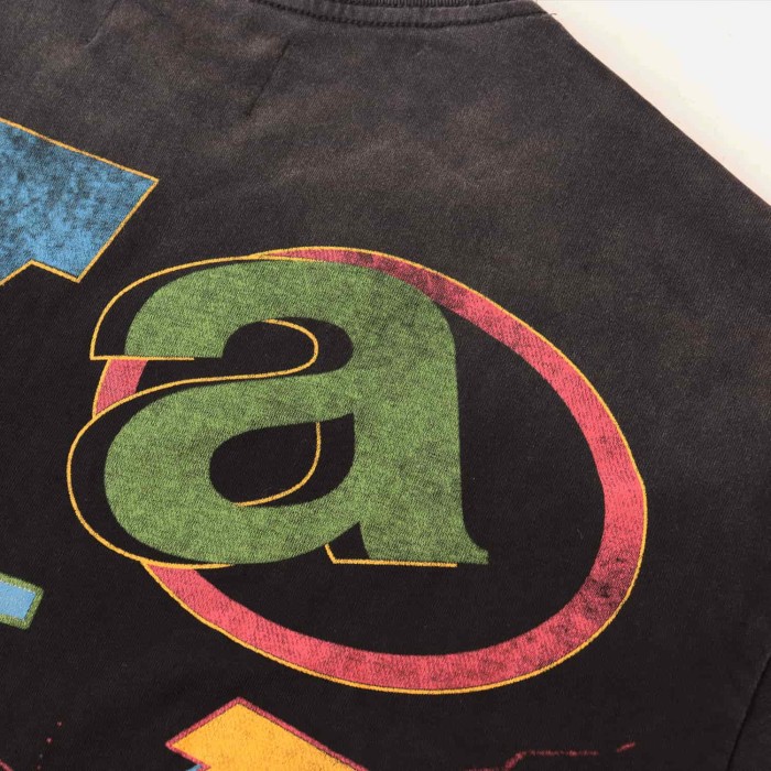 Contrast Color Large Letter Landscape Graffiti Print Washed Tee 2 colors 29354625