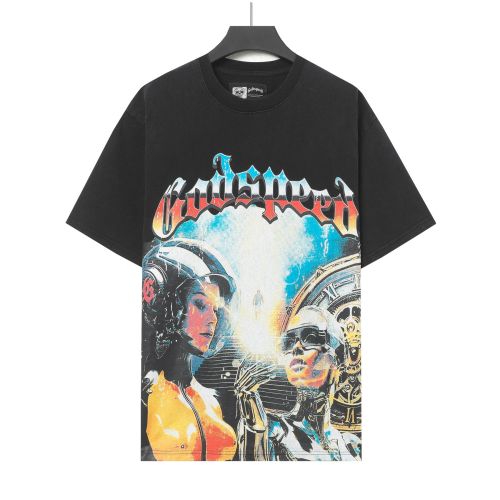 Retro Cyber Time Graphic Streetwear Front Space Helmet Female Robot Lady Vintage Gear Clock Gradient Gothic Letter Print T-Shirt 2 colors 29354639