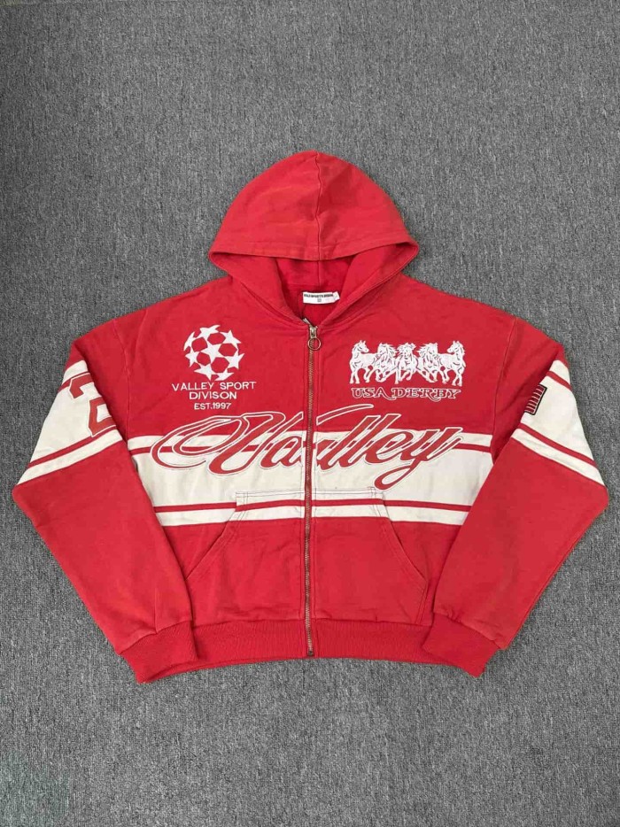 1:1 quality version American Vintage Rhinestone Embroidery Print Washed Zip Up Hoodie 30 colors 29354931