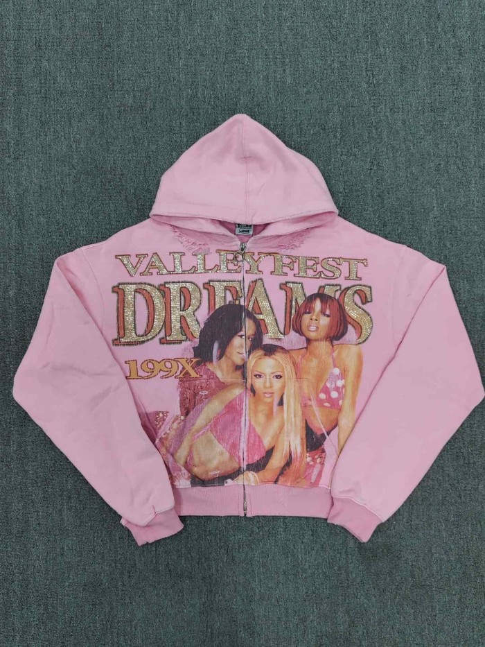 1:1 quality version Portrait Beast Rhinestone Print Washed Hoodie 18 colors 29354930