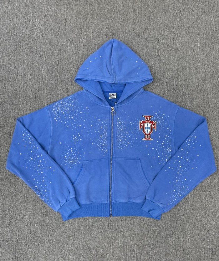 1:1 quality version American Vintage Rhinestone Embroidery Print Washed Zip Up Hoodie 30 colors 29354931