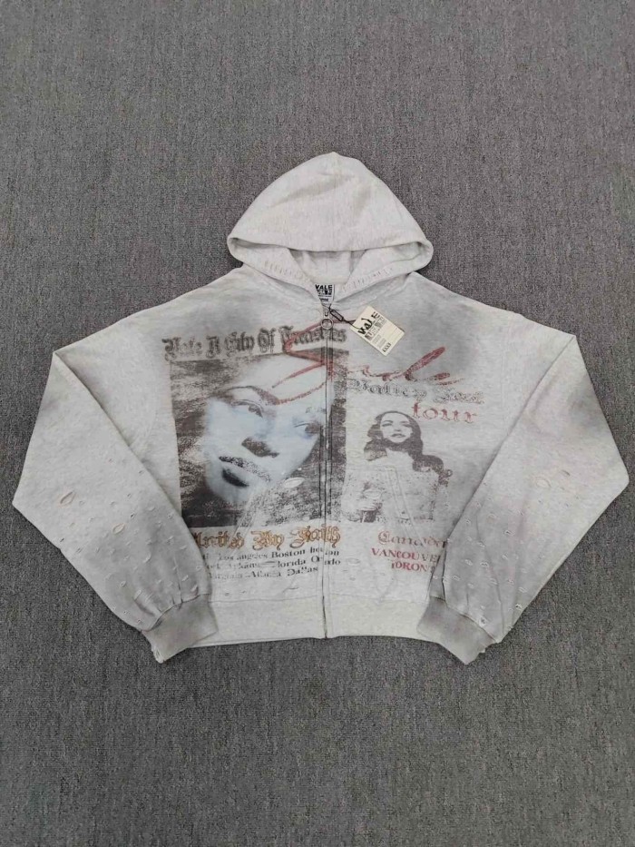 1:1 quality version Portrait Beast Rhinestone Print Washed Hoodie 18 colors 29354930