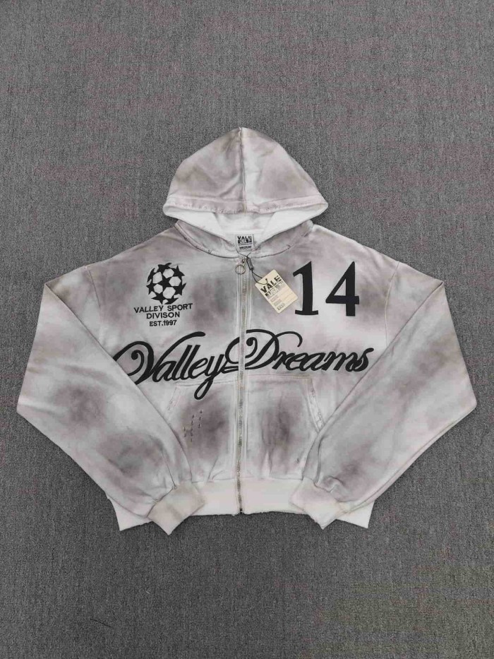 1:1 quality version American Vintage Rhinestone Embroidery Print Washed Zip Up Hoodie 30 colors 29354931