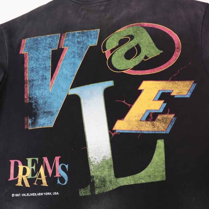 Contrast Color Large Letter Landscape Graffiti Print Washed Tee 2 colors 29354625