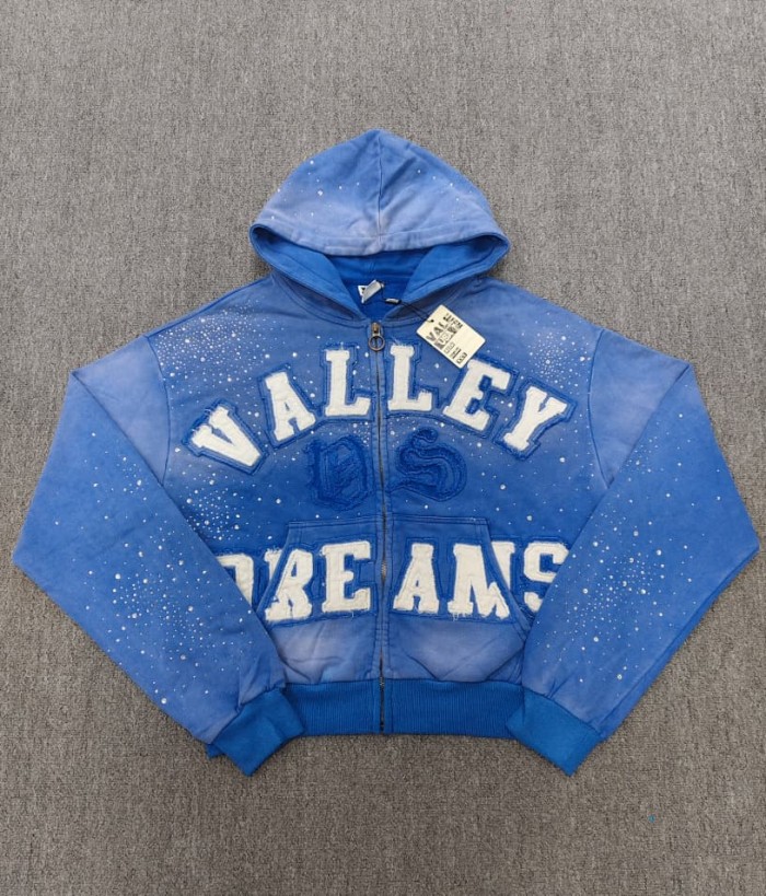 1:1 quality version American Vintage Rhinestone Embroidery Print Washed Zip Up Hoodie 30 colors 29354931