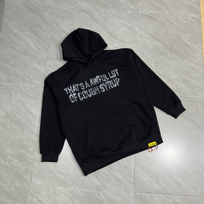 Worn Out White Slogan Print Back Vertical Smoke Distorted Letter Dual Side All Over Print Fleece Hoodie 29355897