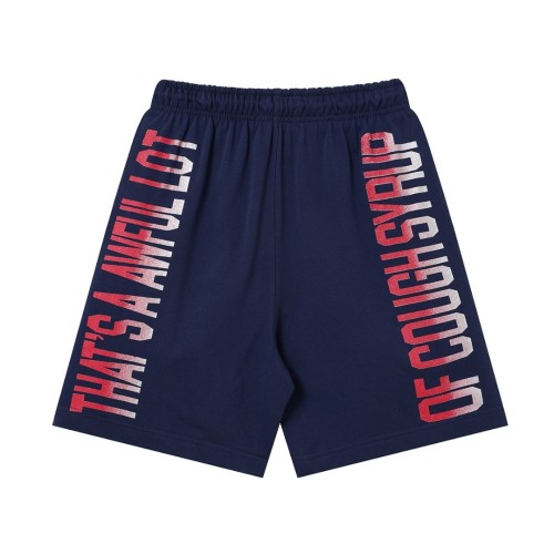 Front Gradient Red Letter Print Elastic Drawstring Loose Cotton Sweat Shorts 29356452