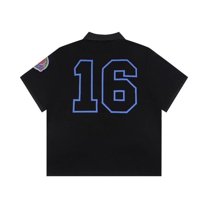 American Retro Front Diagonal Letter Pony Flag Patch Back Large Hollow Number Oversized Polo Shirt 2 colors 29357796