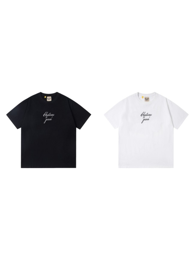 Front Chest Black French Cursive Letter Print Crew Neck Oversized Soft Cotton Tee 2 colors 29356393