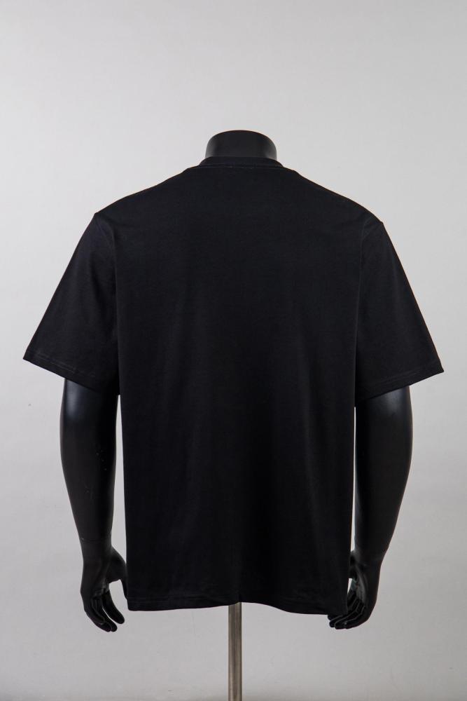 Front Chest Black French Cursive Letter Print Crew Neck Oversized Soft Cotton Tee 2 colors 29356393