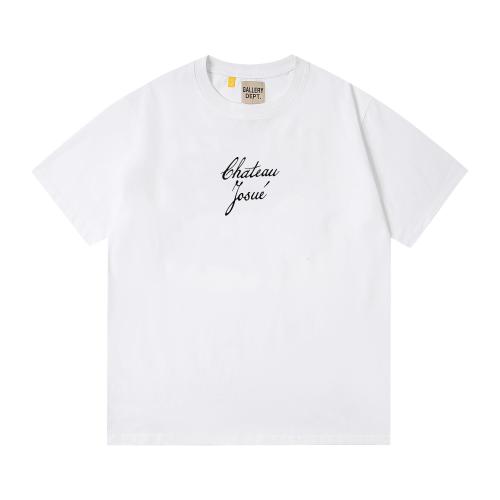 Front Chest Black French Cursive Letter Print Crew Neck Oversized Soft Cotton Tee 2 colors 29356393