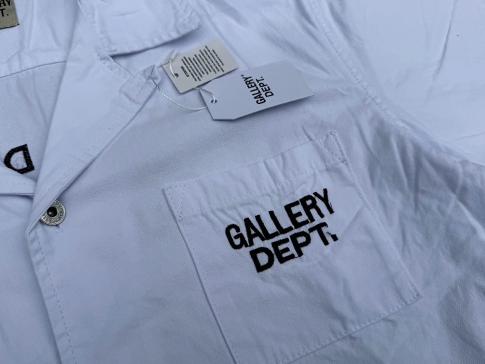 Vintage Cuban Collar Dual Embroidery Front Back Large Letter Graphic Loose Cropped Work Shirt 2 colors 29356378