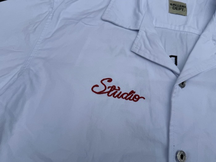 Vintage Cuban Collar Dual Embroidery Front Back Large Letter Graphic Loose Cropped Work Shirt 2 colors 29356378