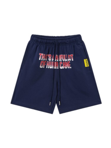 Front Gradient Red Letter Print Elastic Drawstring Loose Cotton Sweat Shorts 29356452
