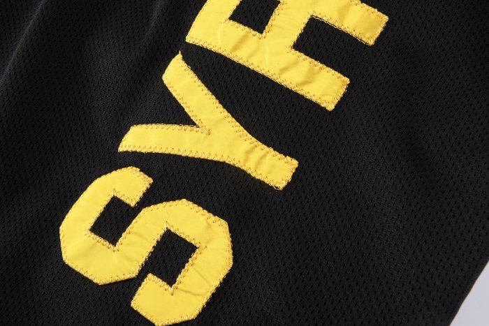 Vintage Athletic Front Letter Number Back Vertical Split Letter Oversized Mesh Basketball Shorts 29356465