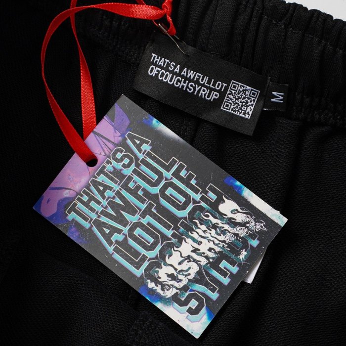 Vintage Washed Black Front Colorful Graffiti Flame Print Elastic Drawstring Loose Sweat Shorts 29356454