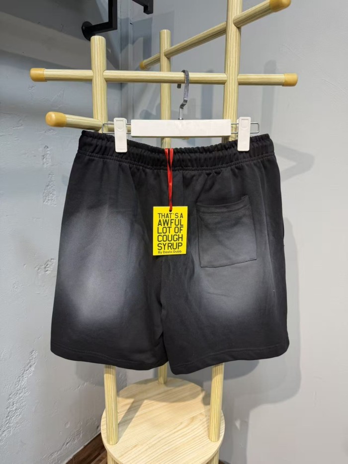 Vintage Washed Black Front Colorful Graffiti Flame Print Elastic Drawstring Loose Sweat Shorts 29356454