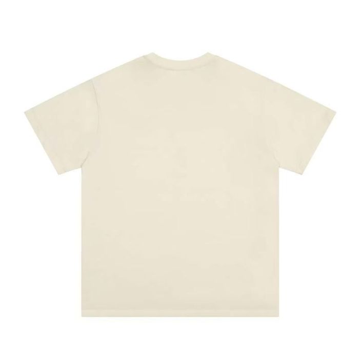 Vintage Hip Hop Solid Cream Front Red Bold Stacked Text Print Oversized Crew Neck Cotton Tee 29358802