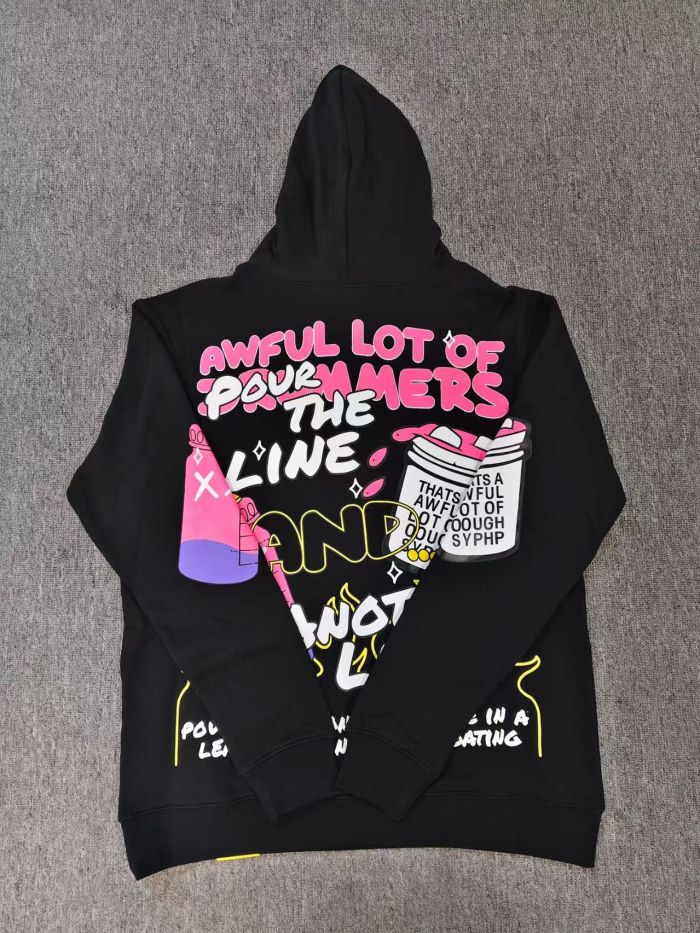 Back Angel Wing Medicine Bottle Memorial Print Front Pink Bubble Letter Ice Cream Cup Sleeve Graphic Fleece Lined For Autumn & Winter Hoodie 29357860