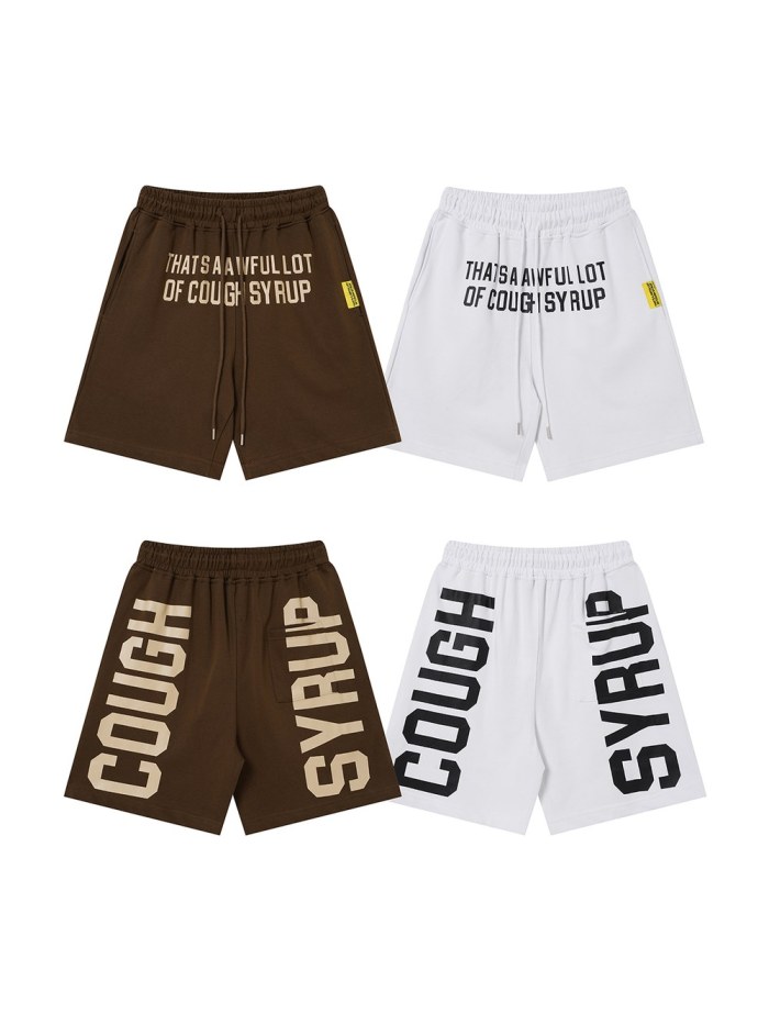 Front Small Slogan Back Large Vertical Letter Print Drawstring Elastic Waist Streetwear Athletic Sweat Shorts 2 colors 29357903