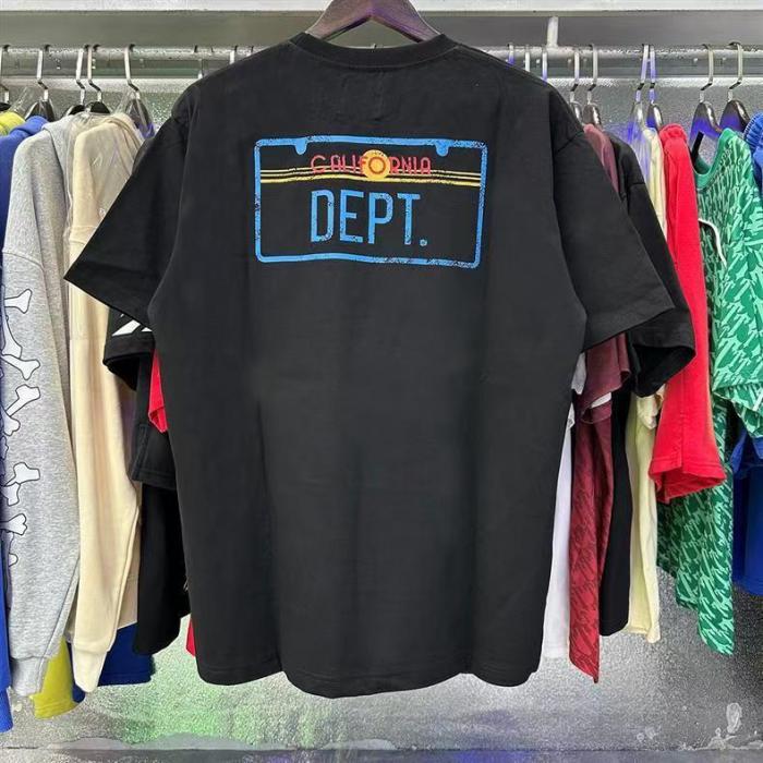 Retro Car License Plate Print Washed Distressed Cotton Tee 2 colors 29357981