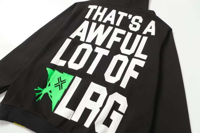 Retro Hip Hop Front Small Contrast Slogan Leaf Graphic Back Large Stacked Bold Text Oversized Hoodie 2 colors 29357817