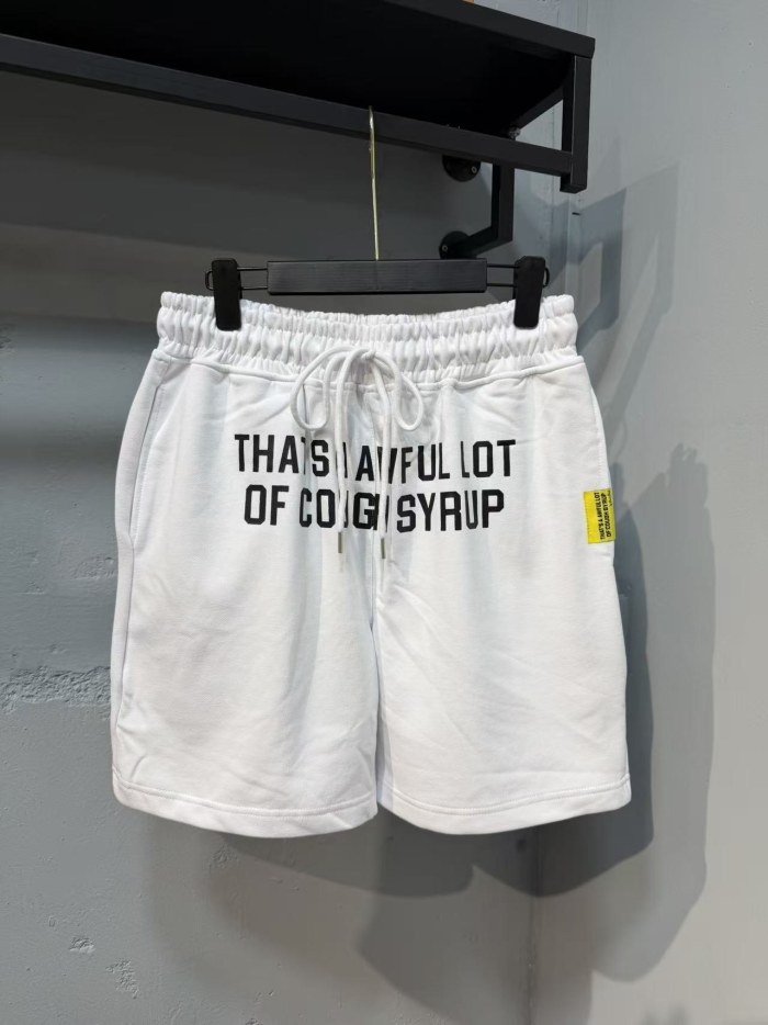 Front Small Slogan Back Large Vertical Letter Print Drawstring Elastic Waist Streetwear Athletic Sweat Shorts 2 colors 29357903