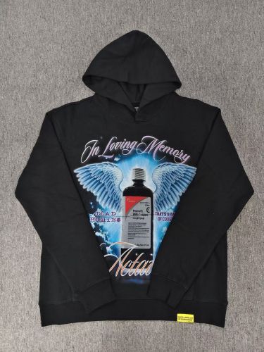 Back Angel Wing Medicine Bottle Memorial Print Front Pink Bubble Letter Ice Cream Cup Sleeve Graphic Fleece Lined For Autumn & Winter Hoodie 29357860