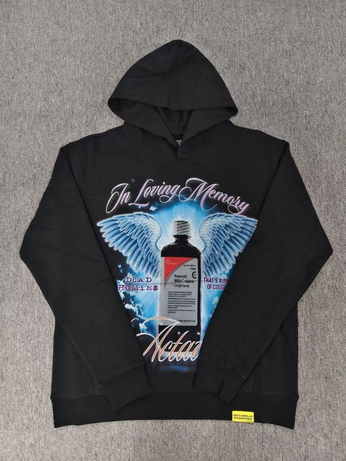 Back Angel Wing Medicine Bottle Memorial Print Front Pink Bubble Letter Ice Cream Cup Sleeve Graphic Fleece Lined For Autumn & Winter Hoodie 29357860