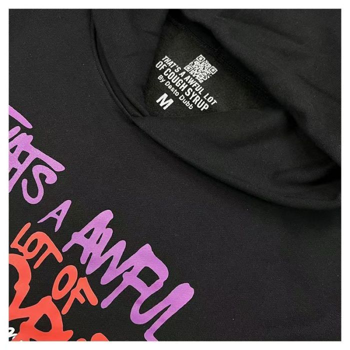 Vintage Hip Hop Front Graffiti Multicolor Slogan Circular Stamp Print Back Retro Police Comic Scene Graphic Fleece Lined For Autumn & Winter Hoodie 29357849