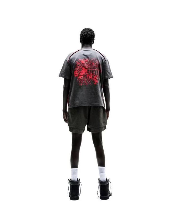 [Big & Tall for weights up to 220 lbs]1:1 quality version Spider Web Print and Visible Stitching Tee 2 colors 29359001