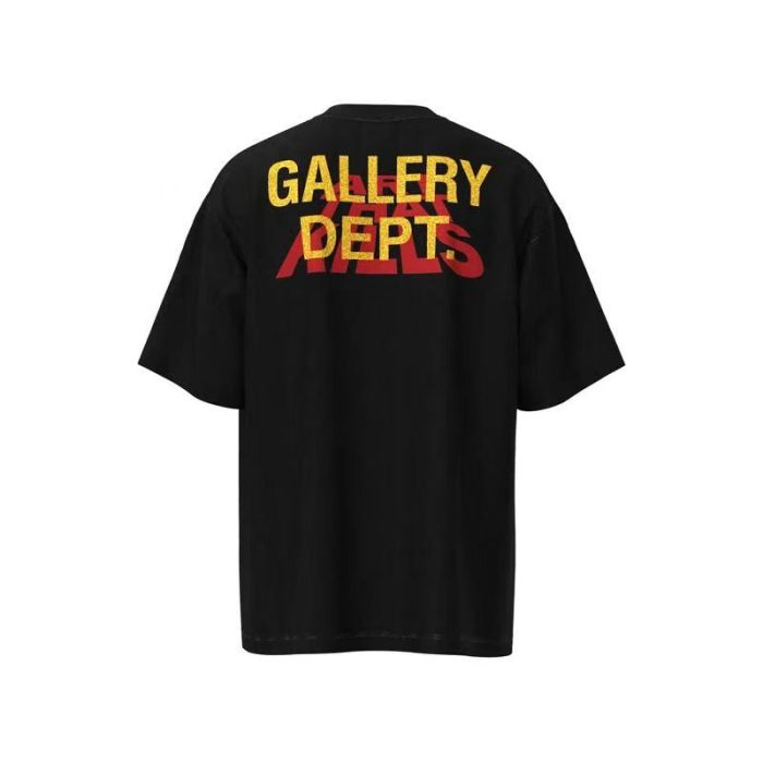 Vintage Grunge Streetwear Double Sided Retro TV Monitor Collage Graphic Back Gold Red Overlap Letter Print Oversized Washed Tee 29358832