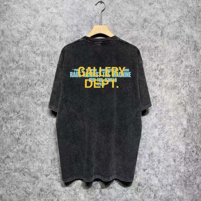 Grunge Rock Streetwear Double Sided Vintage Portrait Graphic Back Two Tone Stacked Letter Print Oversized Washed Cotton Tee 29358828