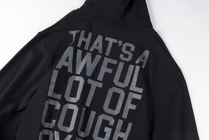 1:1 quality version Gothic Y2K Bat Wing Sleeve Oversized Black Double Sided Text Print Cropped Cotton Pullover Hoodie 29358986