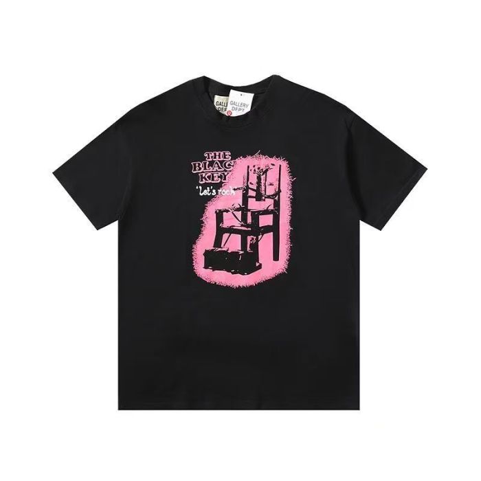 Grunge Rock Streetwear Double Sided Pink Chair Sketch Graphic Back Gold Overlap Letter Slogan Print Oversized Washed Cotton Tee 29358829