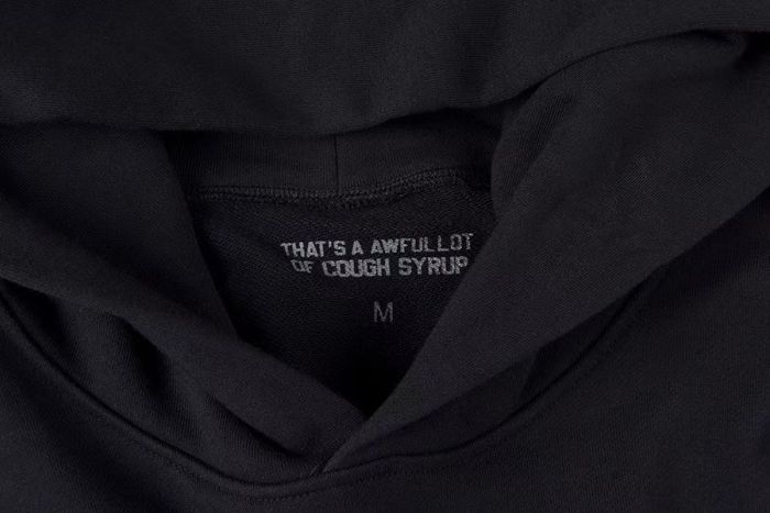 1:1 quality version Gothic Y2K Bat Wing Sleeve Oversized Black Double Sided Text Print Cropped Cotton Pullover Hoodie 29358986