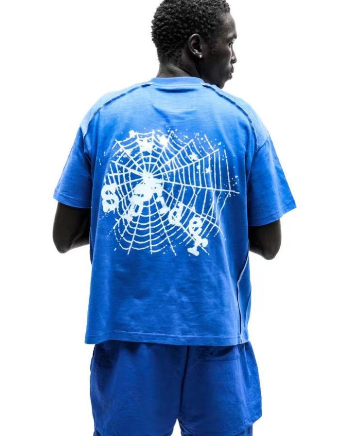 [Big & Tall for weights up to 220 lbs]1:1 quality version Spider Web Print and Visible Stitching Tee 2 colors 29359001
