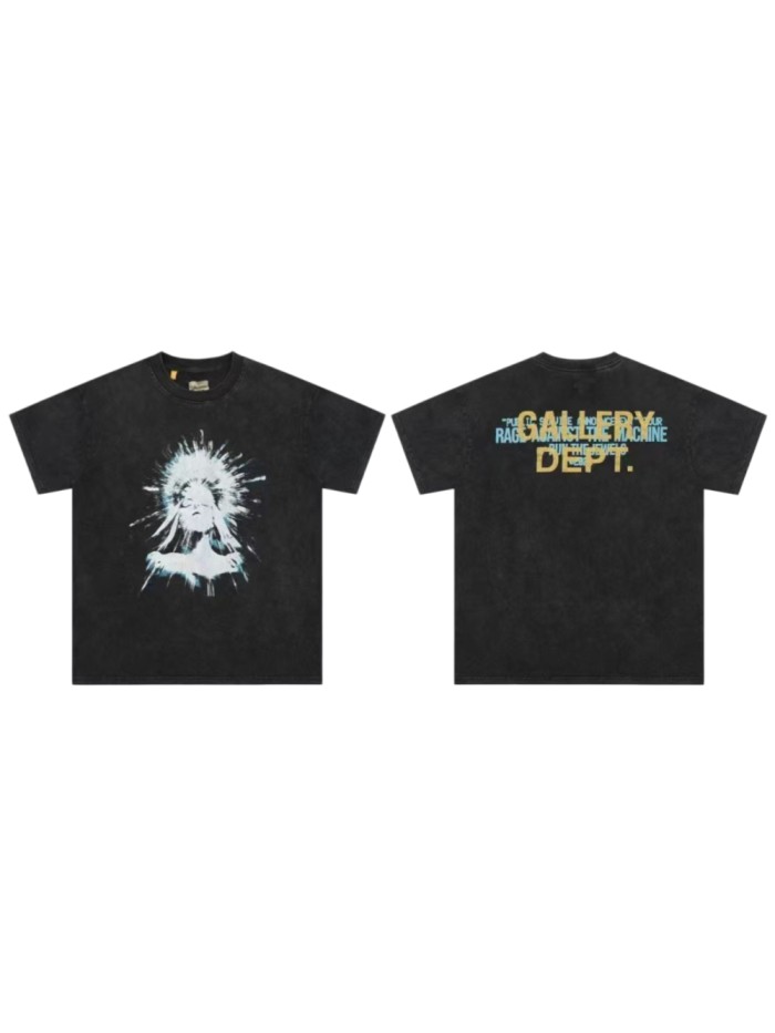 Grunge Rock Streetwear Double Sided Vintage Portrait Graphic Back Two Tone Stacked Letter Print Oversized Washed Cotton Tee 29358828