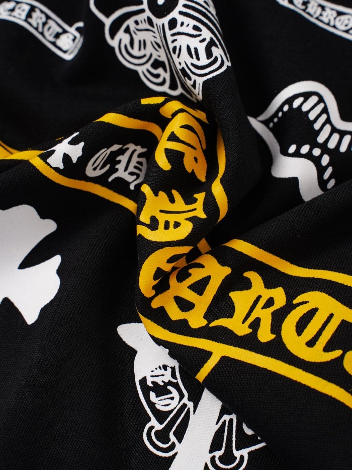 1:1 quality version Front Small Black Cl Monogram Yellow Scroll Chest Print Back Multi Cross Floral Lip Gothic Logo Collage Graphic T-shirt 2 colors 29366482