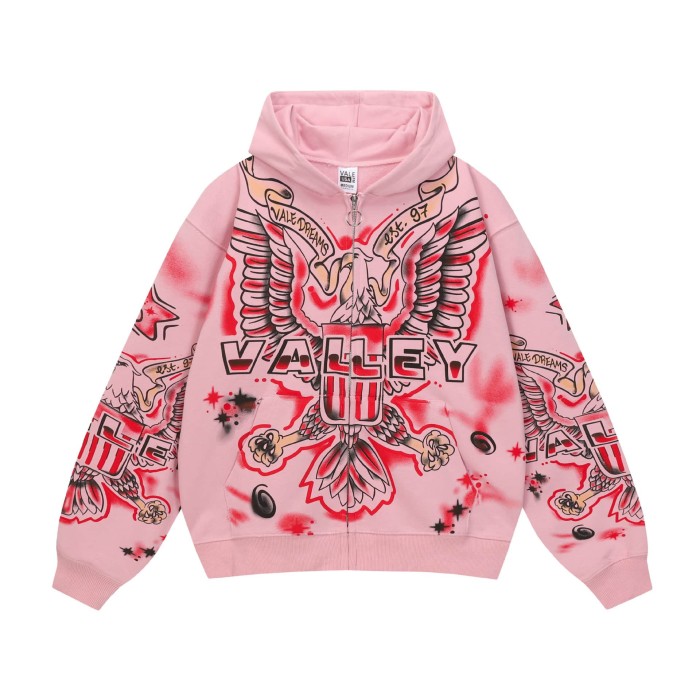 1:1 quality version Vintage Graffiti Zip Up Printed Embroidery Washed Hoodie 28 colors 29366342