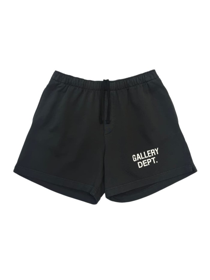 1:1 quality version Front Simple White Text Print Elastic Drawstring Waist Back Patch Pocket Loose Fit French Terry Sweat Shorts 29367351