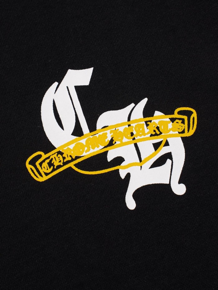 1:1 quality version Front Small Black Cl Monogram Yellow Scroll Chest Print Back Multi Cross Floral Lip Gothic Logo Collage Graphic T-shirt 2 colors 29366482