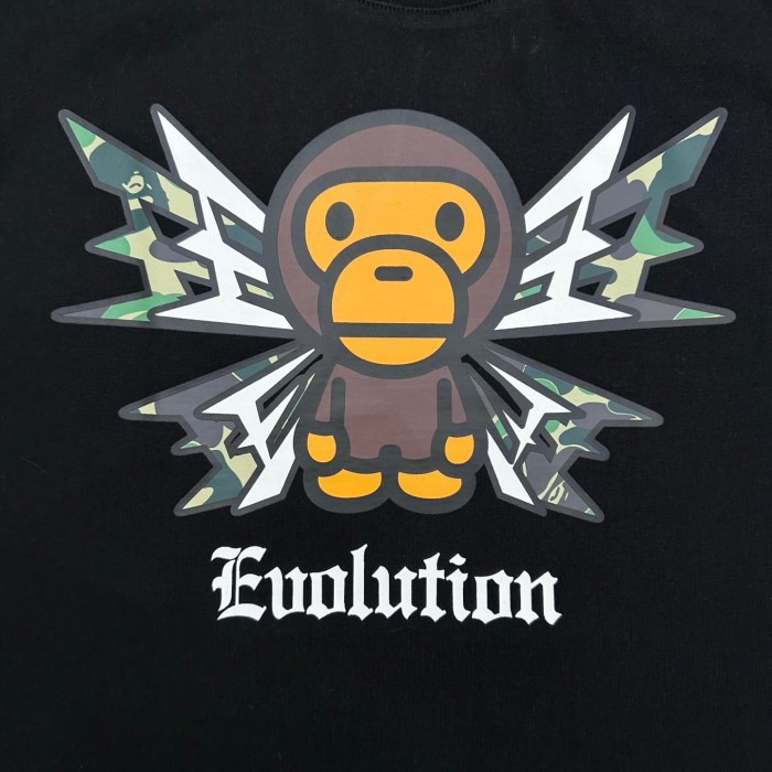 1:1 quality version Front Camo Lightning Monkey Print Evolution Gothic Letter Back Reverse Monkey Camo Lightning Text Graphic Tee 2 colors 29367312
