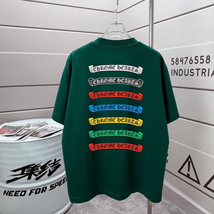 1:1 quality version  Front Tiny Black Scroll Brand Chest Logo Back Seven Color Gothic Scroll Text Stack Dual Side Print T-shirt 5 colors 29367066