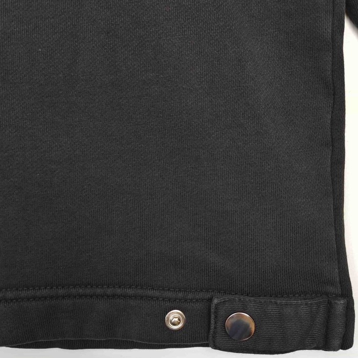1:1 quality version Streetwear Solid Black Front And Back Vintage French Letter Print Lapel Full Zip Loose Fit Sweat Jacket 29367372