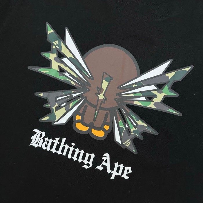 1:1 quality version Front Camo Lightning Monkey Print Evolution Gothic Letter Back Reverse Monkey Camo Lightning Text Graphic Tee 2 colors 29367312