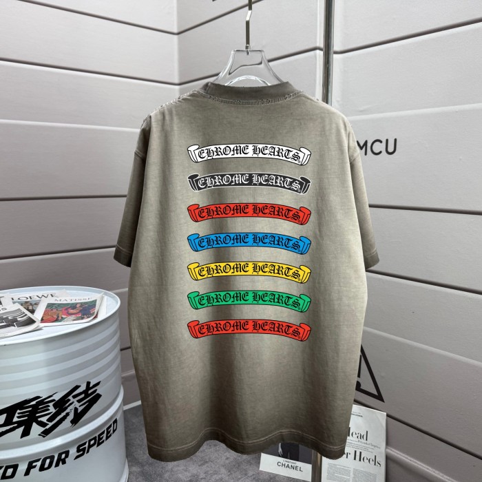 1:1 quality version  Front Tiny Black Scroll Brand Chest Logo Back Seven Color Gothic Scroll Text Stack Dual Side Print T-shirt 5 colors 29367066